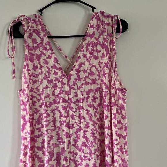 h&m tie detailed crepe v neck Maxi dress Pink Cream Loose Fit S/M - Picture 8 of 14